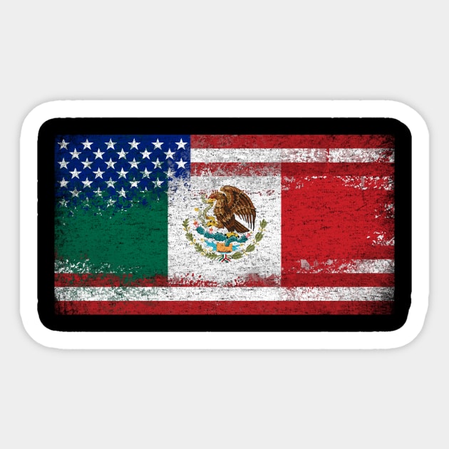 Mexican American Flag Vintage Sticker by zurcnami